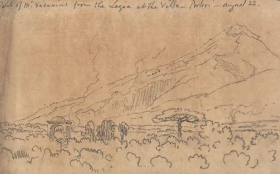 A Vezúv része a Loggiából a villában, Portici, augusztus 22